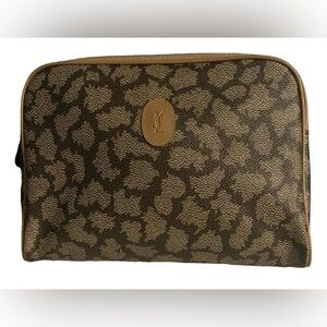 Vintage Yves Saint Laurent Giraffe Print Monogram Patch Pouch
